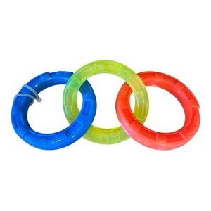 🌈 6/$60 Nerf Dog Toy Tuff Tug Green Blue Red 3 Ring Medium Large Dog